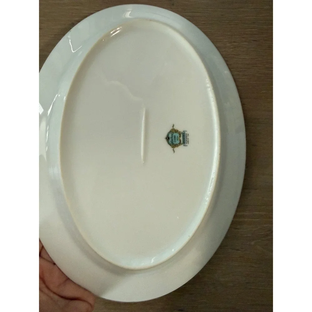 Noritake Smartnis Vintage Oval Serving Platter Floral Baskets Gold Trim Japan